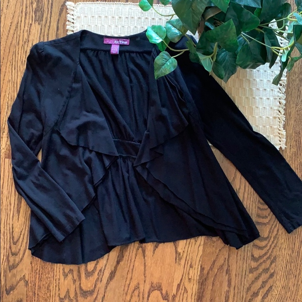 Black Ruffled Shrug Sweater